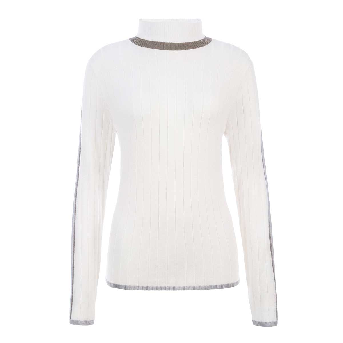 Fera Meister Toni Mock Sweater Women's in White Cloud and Greys